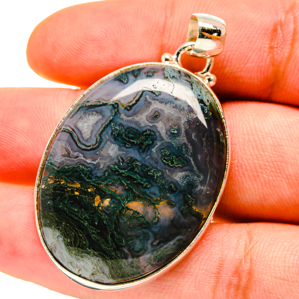 Green Moss Agate Pendants handcrafted by Anasilvercos - PD759786