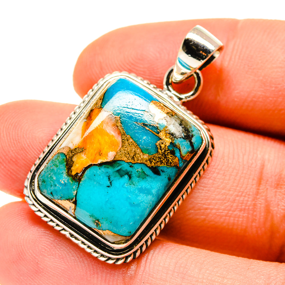 Blue Copper Composite Turquoise Pendants handcrafted by Anasilvercos - PD759854