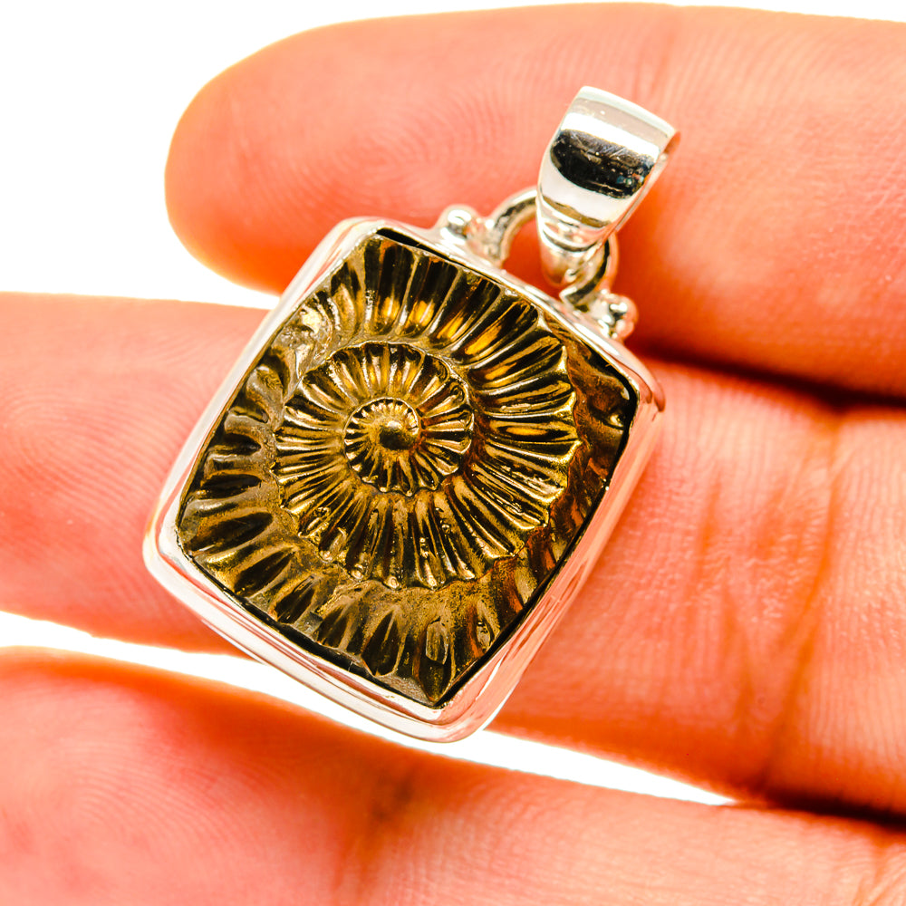 Pyrite Fossil Pendants handcrafted by Anasilvercos - PD759879