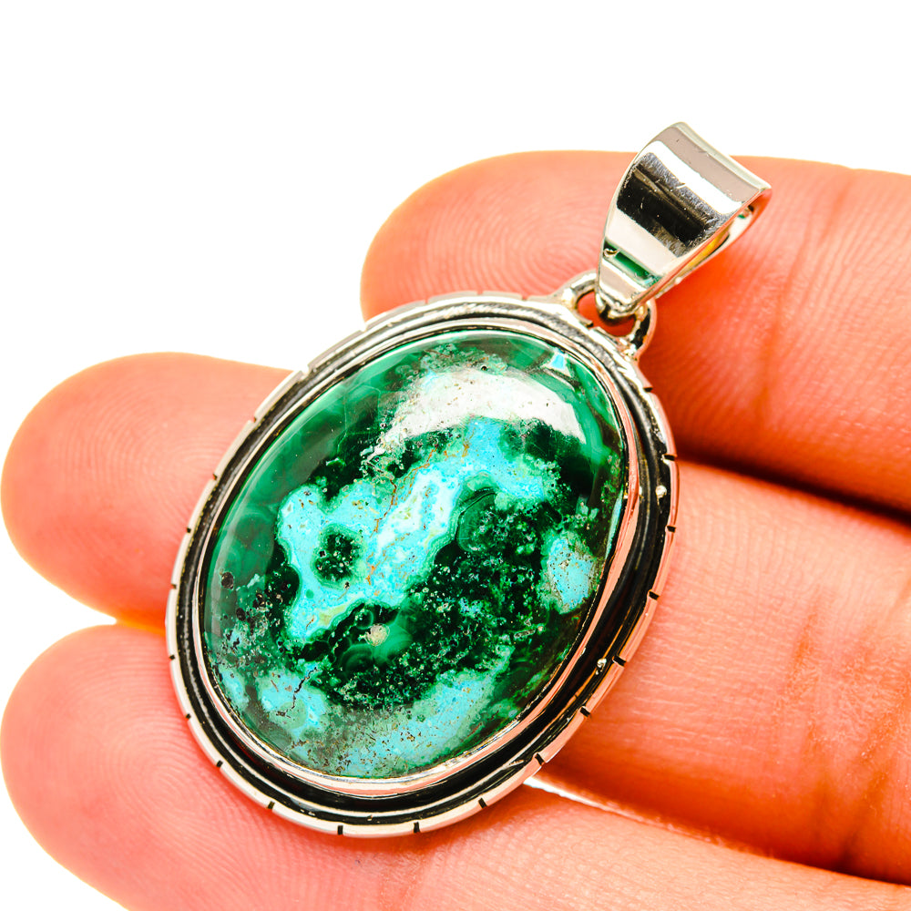 Malachite In Chrysocolla Pendants handcrafted by Anasilvercos - PD4604