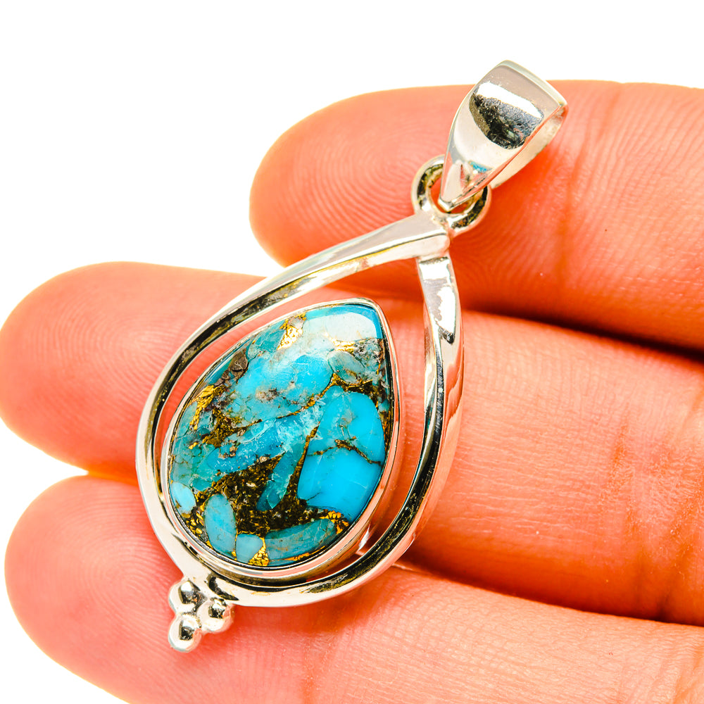 Blue Copper Composite Turquoise Pendants handcrafted by Anasilvercos - PD4650