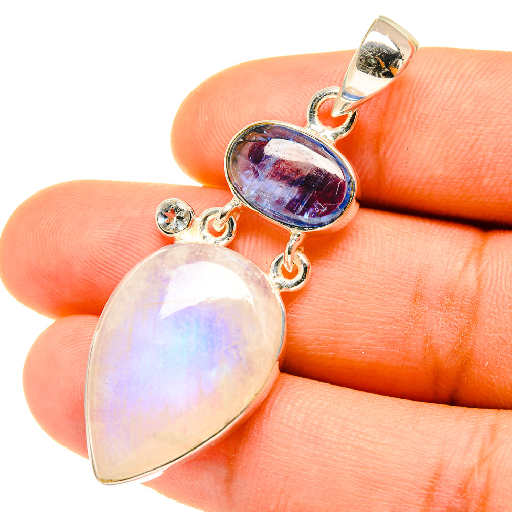 Rainbow Moonstone Pendants handcrafted by Anasilvercos - PD4677
