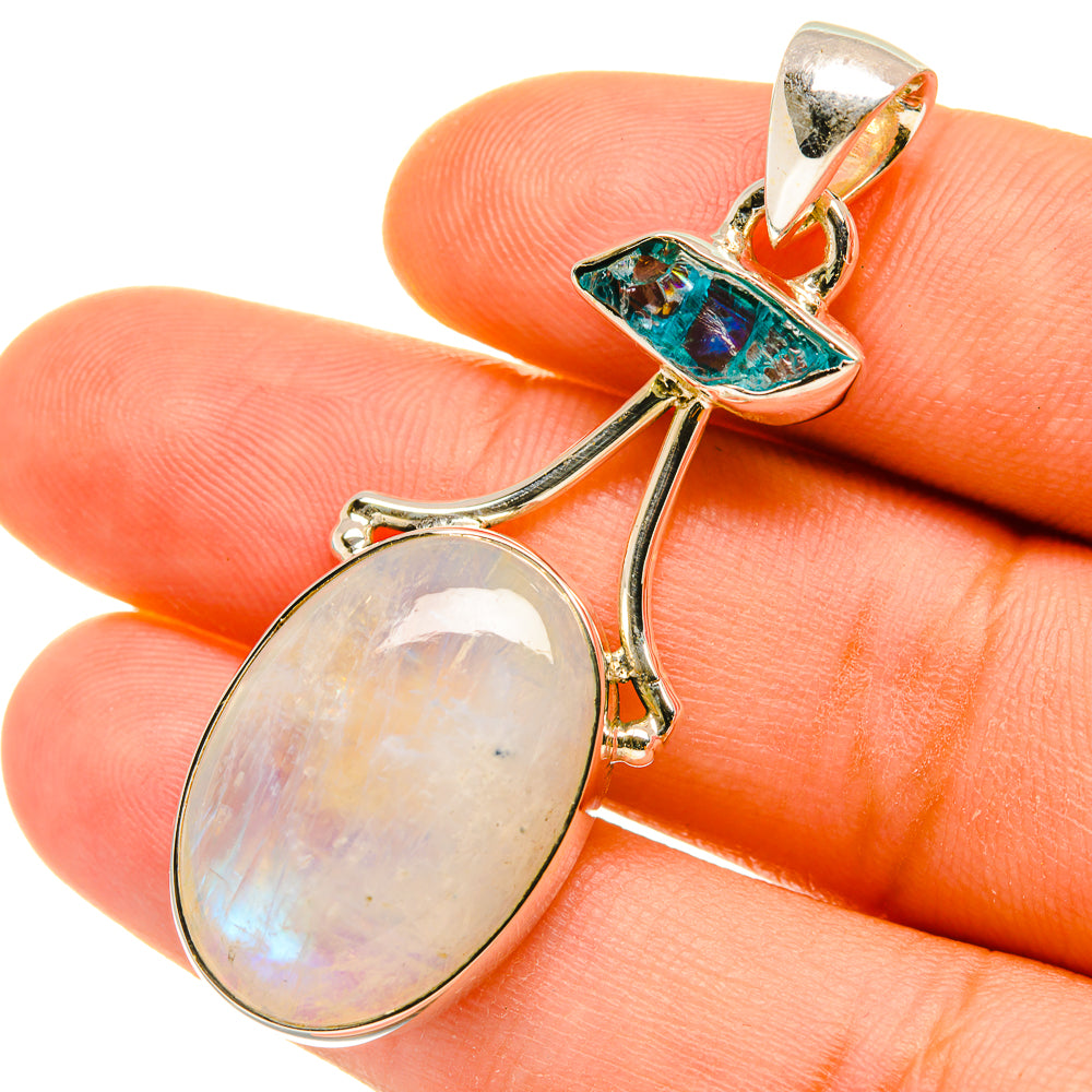 Rainbow Moonstone Pendants handcrafted by Anasilvercos - PD4689