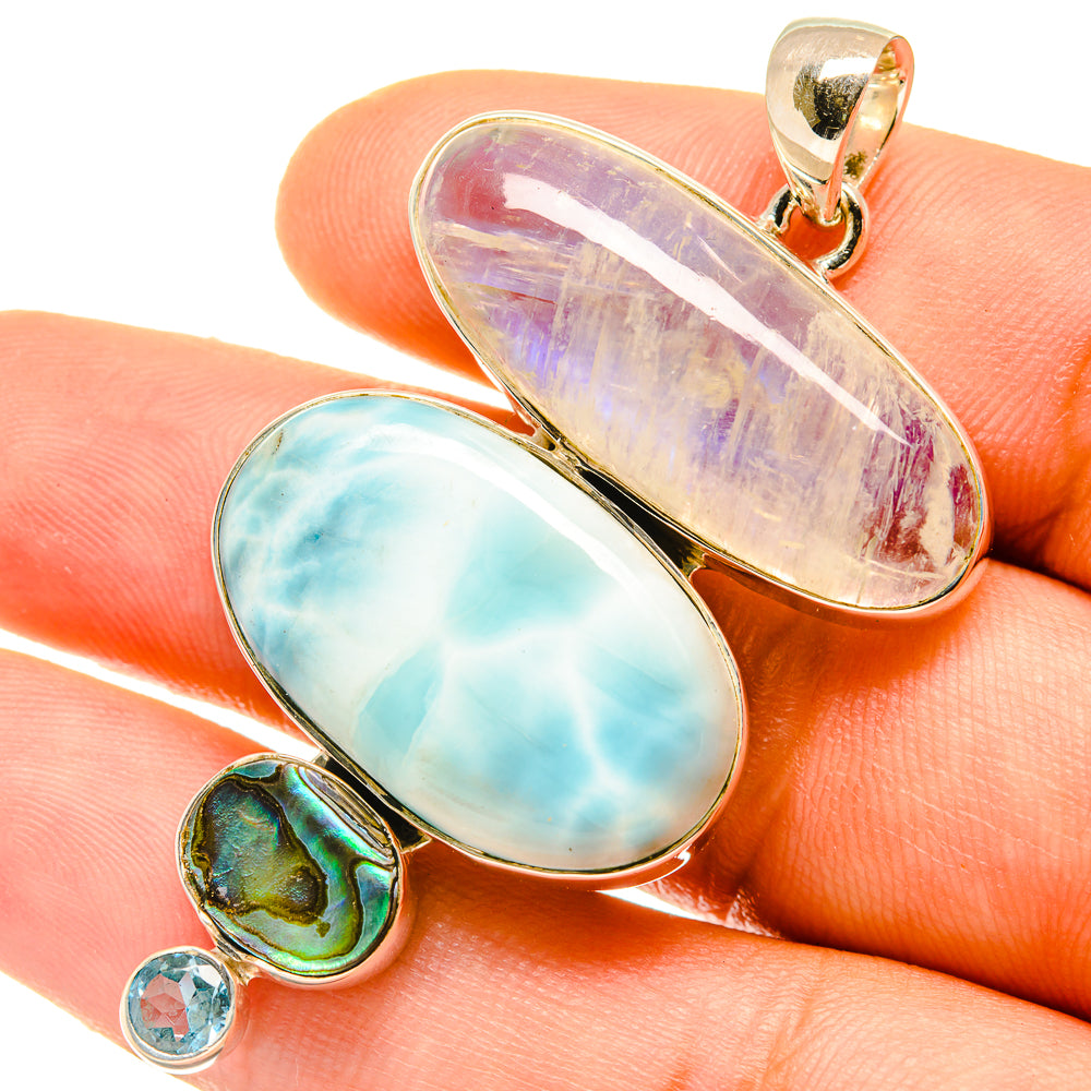 Rainbow Moonstone Pendants handcrafted by Anasilvercos - PD4781