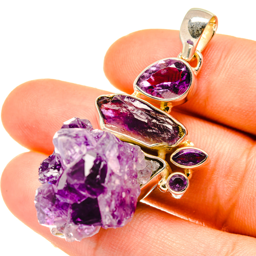 Amethyst Crystal Pendants handcrafted by Anasilvercos - PD4796