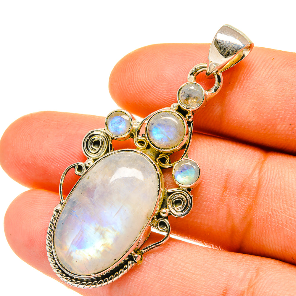 Rainbow Moonstone Pendants handcrafted by Anasilvercos - PD4812