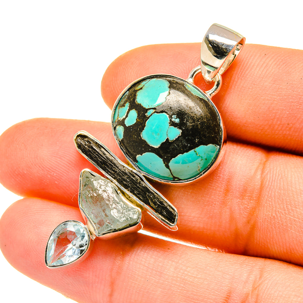 Tibetan Turquoise Pendants handcrafted by Anasilvercos - PD4814