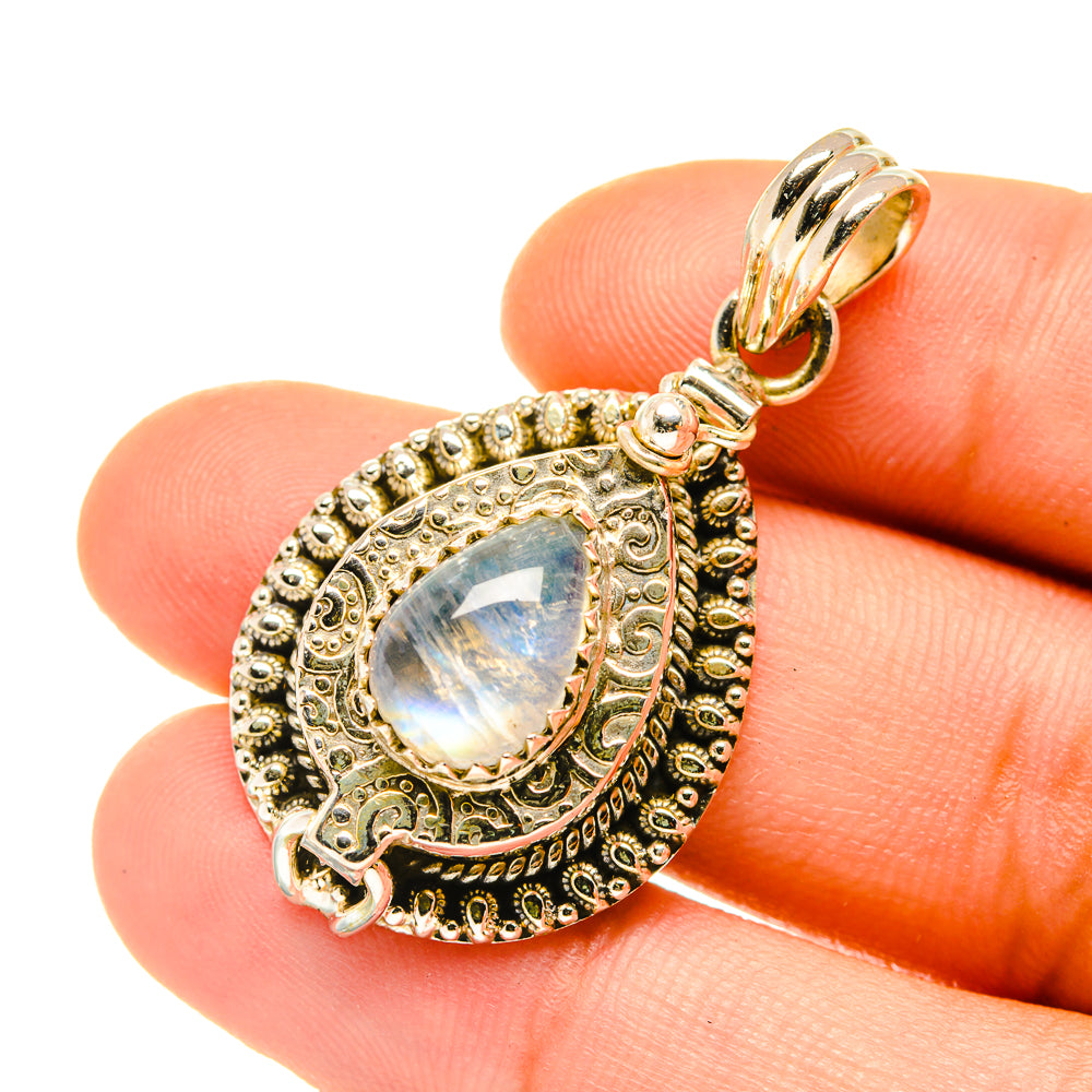 Rainbow Moonstone Pendants handcrafted by Anasilvercos - PD4835