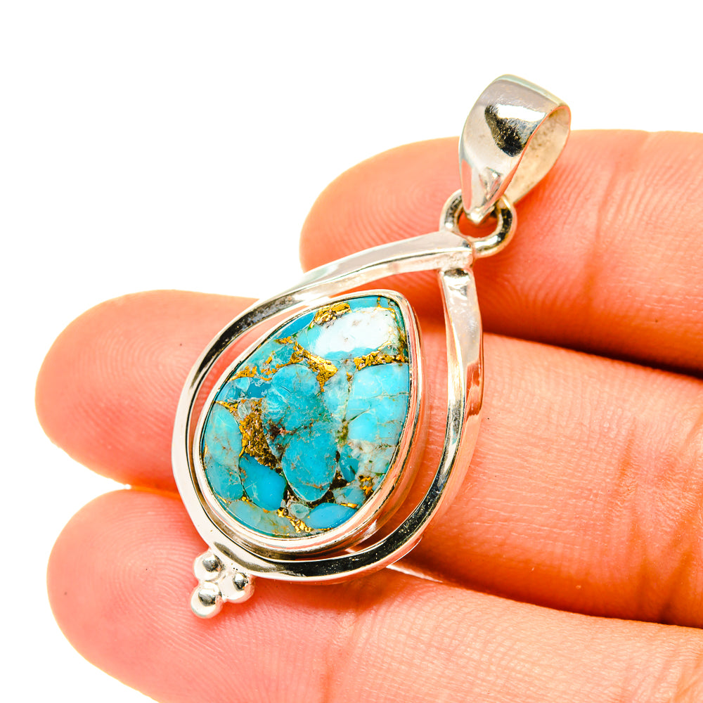 Blue Copper Composite Turquoise Pendants handcrafted by Anasilvercos - PD4837