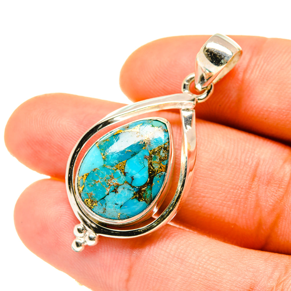 Blue Copper Composite Turquoise Pendants handcrafted by Anasilvercos - PD4838