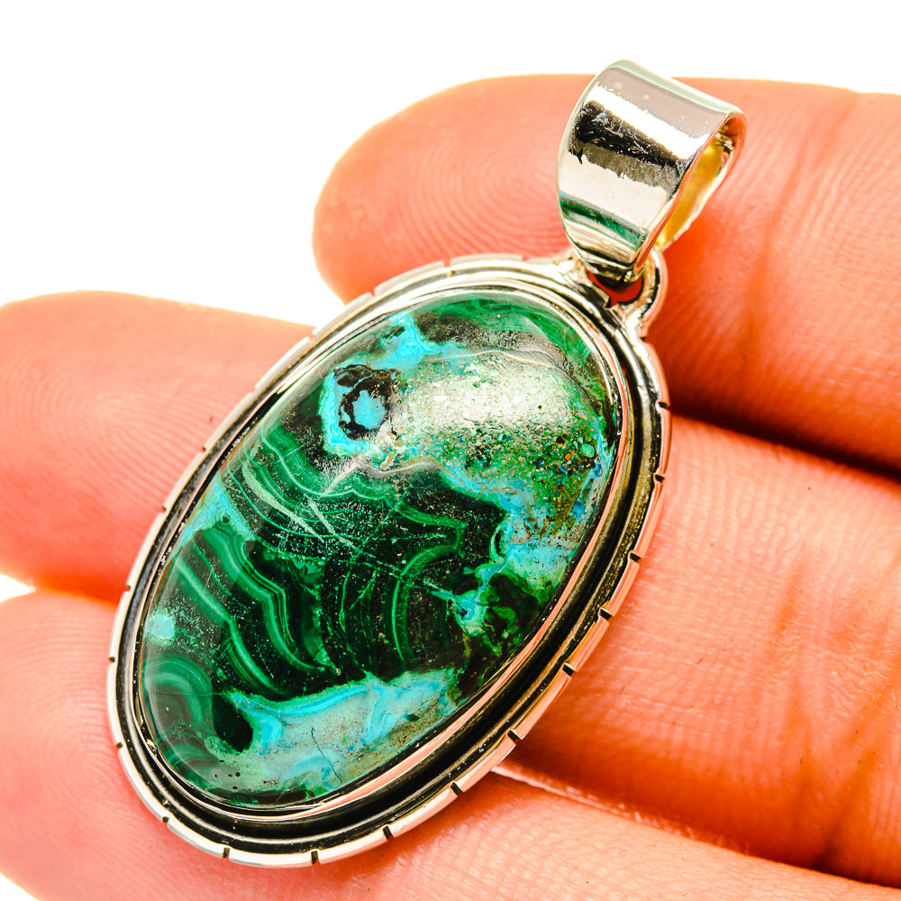 Malachite In Chrysocolla Pendants handcrafted by Anasilvercos - PD4863