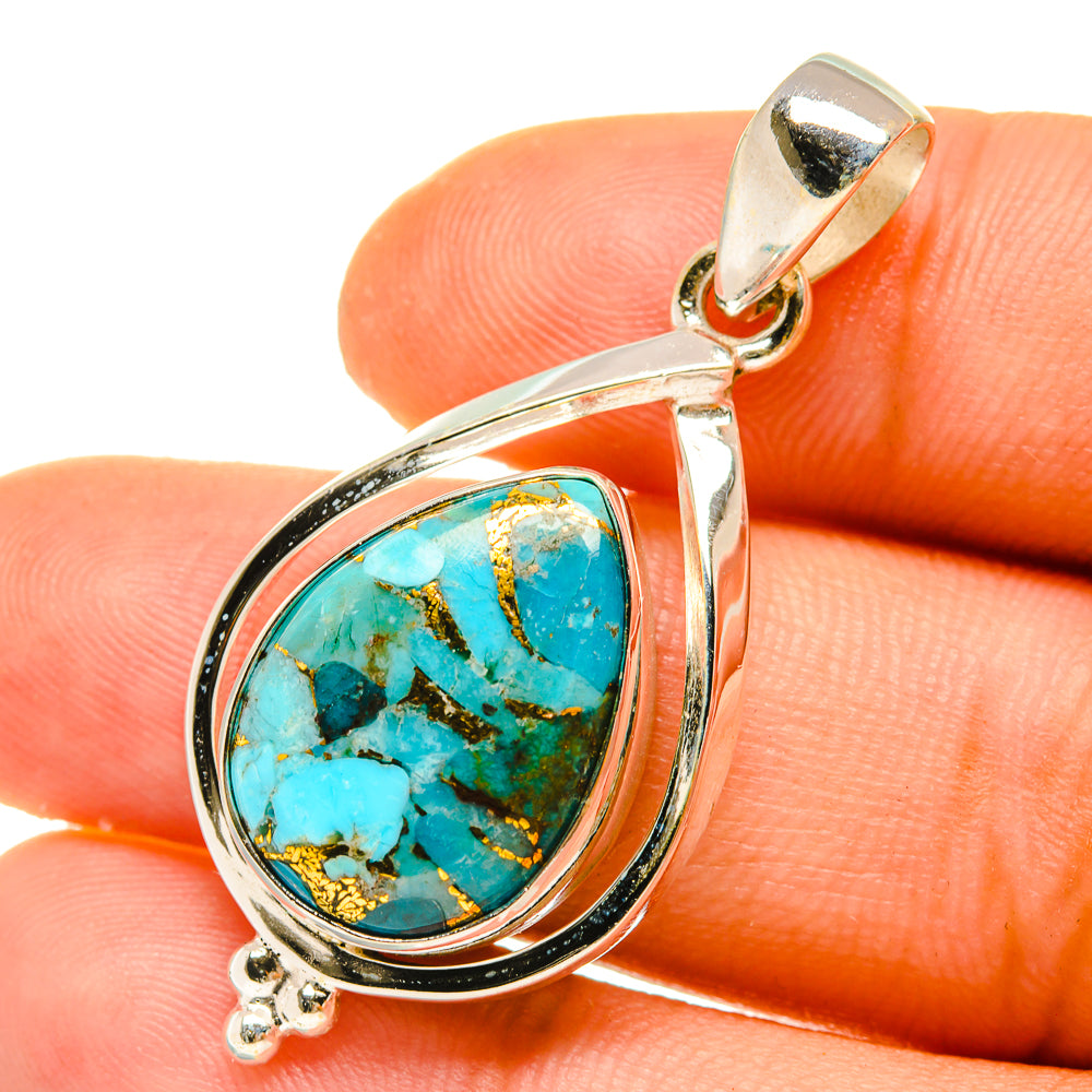 Blue Copper Composite Turquoise Pendants handcrafted by Anasilvercos - PD4898
