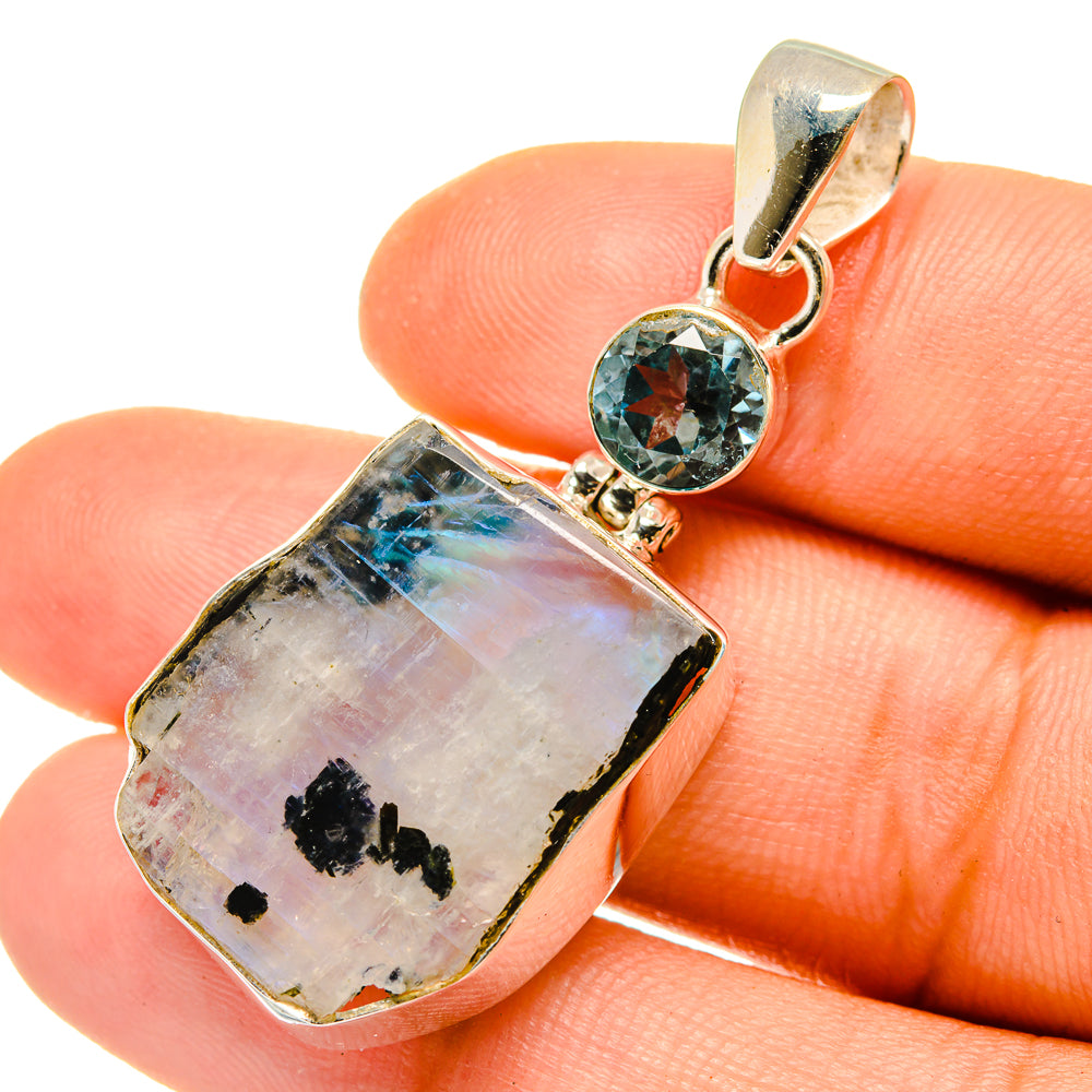 Rainbow Moonstone Pendants handcrafted by Anasilvercos - PD4934