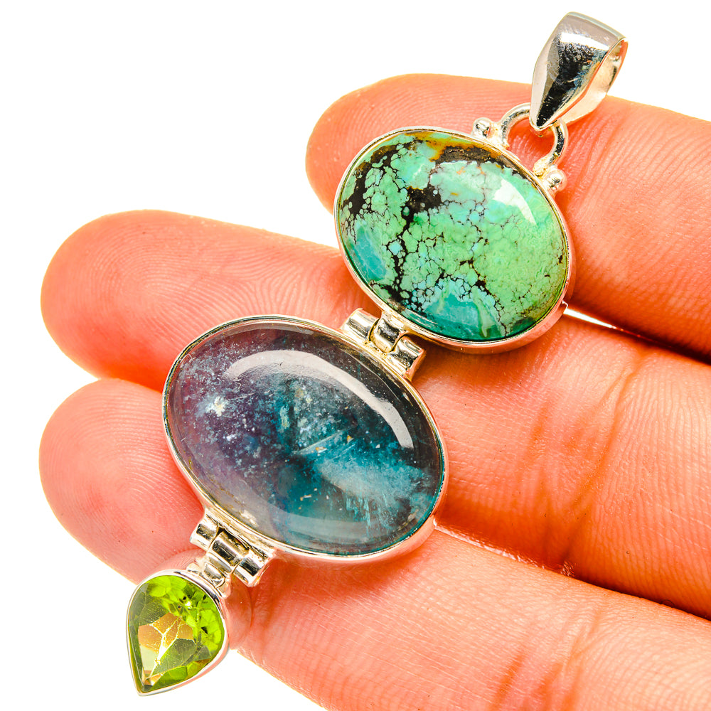 Blue Fluorite Pendants handcrafted by Anasilvercos - PD4949