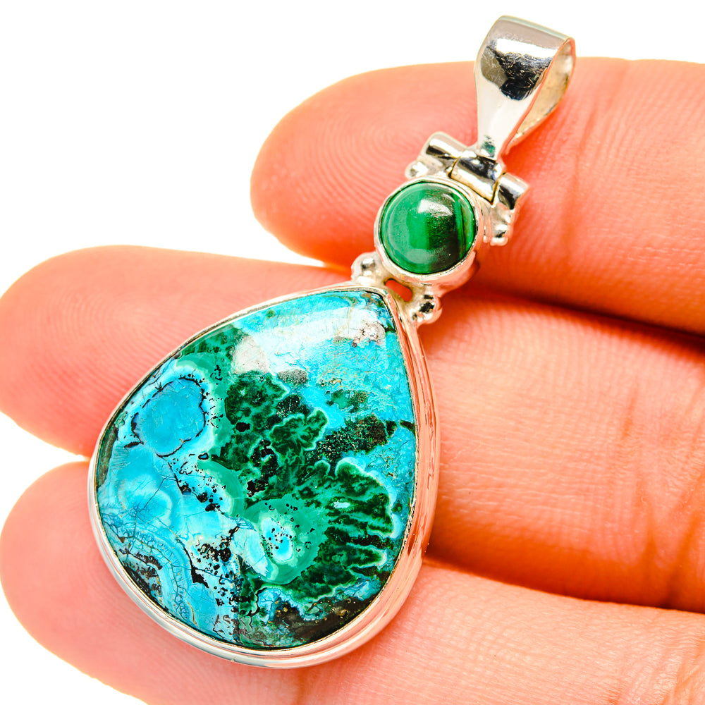 Malachite In Chrysocolla Pendants handcrafted by Anasilvercos - PD4986