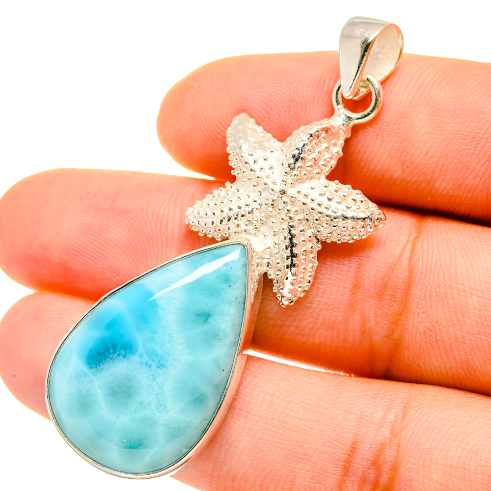 Larimar Starfish Pendants handcrafted by Anasilvercos - PD4996