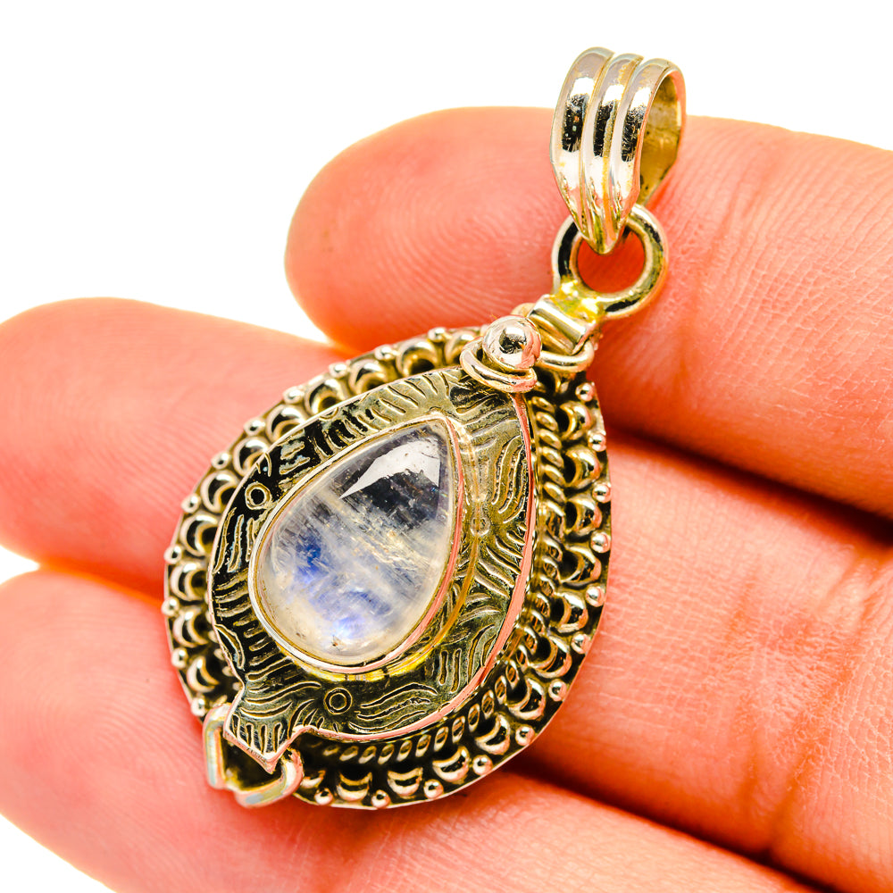 Rainbow Moonstone Pendants handcrafted by Anasilvercos - PD5163