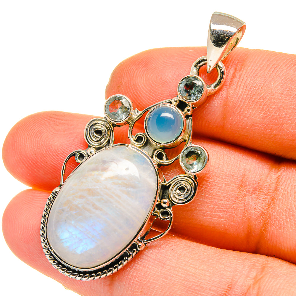 Rainbow Moonstone Pendants handcrafted by Anasilvercos - PD5181