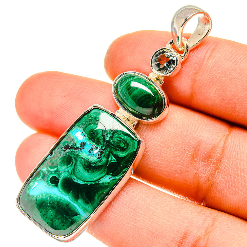 Malachite In Chrysocolla Pendants handcrafted by Anasilvercos - PD5199