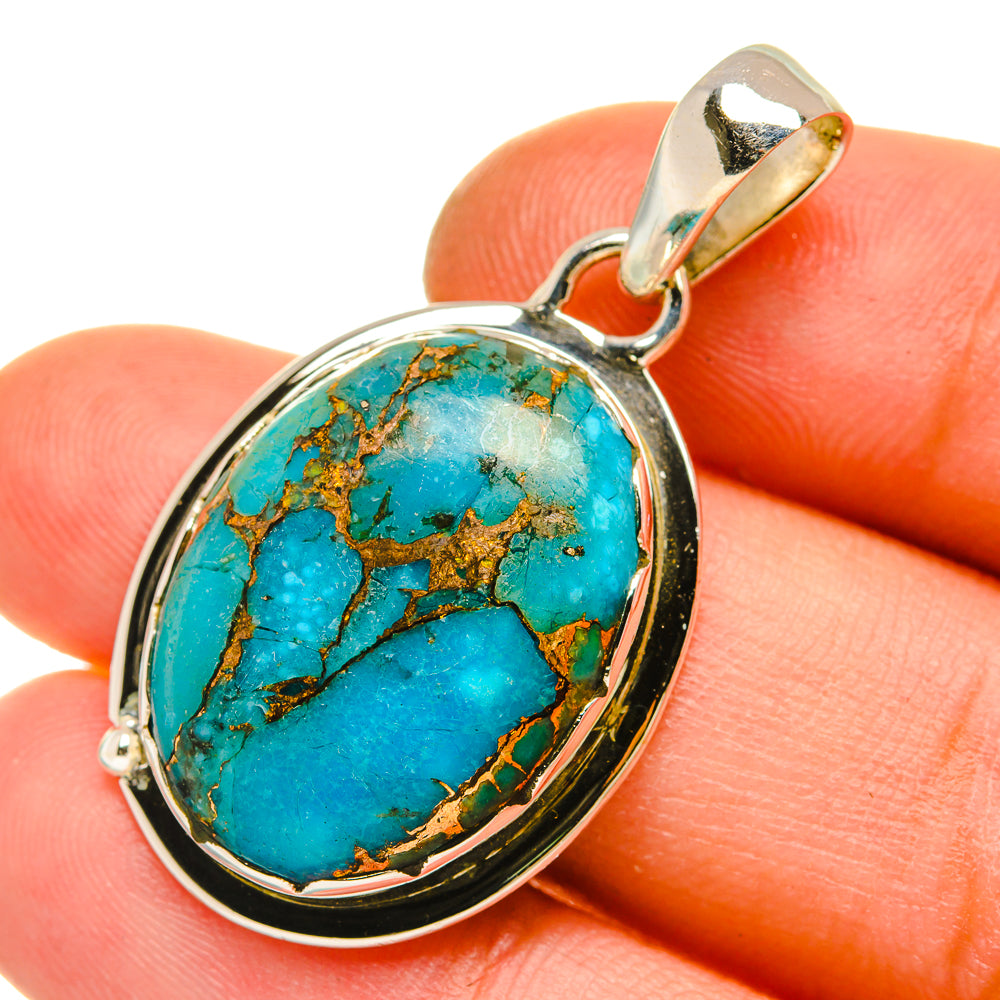 Blue Copper Composite Turquoise Pendants handcrafted by Anasilvercos - PD5216