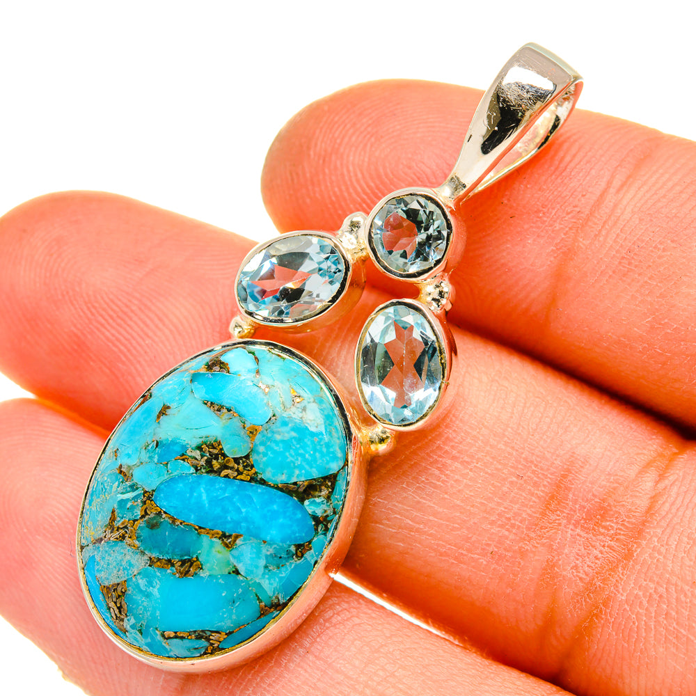 Blue Copper Composite Turquoise Pendants handcrafted by Anasilvercos - PD5221