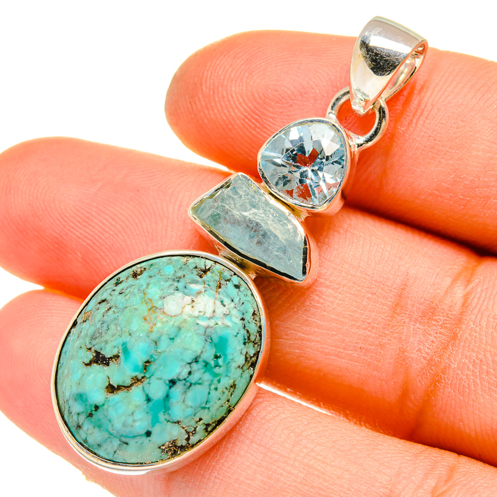 Tibetan Turquoise Pendants handcrafted by Anasilvercos - PD5224