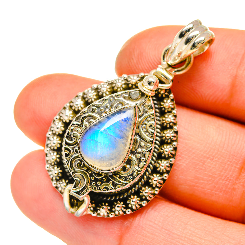 Rainbow Moonstone Pendants handcrafted by Anasilvercos - PD5237