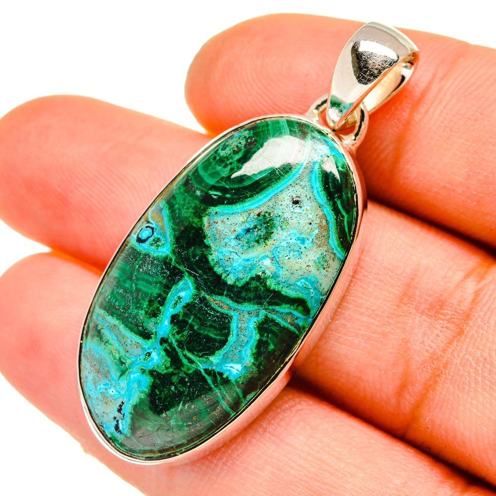 Malachite In Chrysocolla Pendants handcrafted by Anasilvercos - PD5242