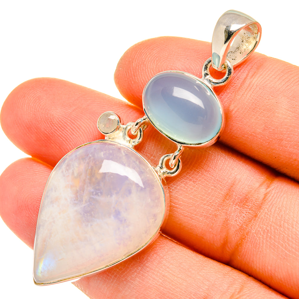Rainbow Moonstone Pendants handcrafted by Anasilvercos - PD5253