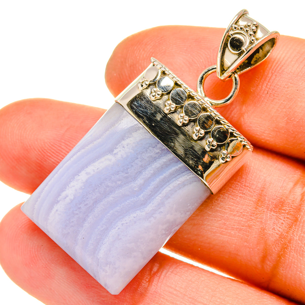 Blue Lace Agate Pendants handcrafted by Anasilvercos - PD5257
