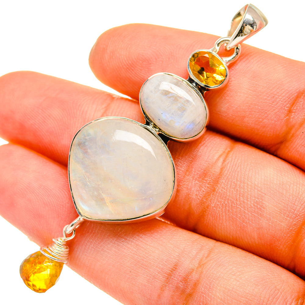 Rainbow Moonstone Pendants handcrafted by Anasilvercos - PD5284