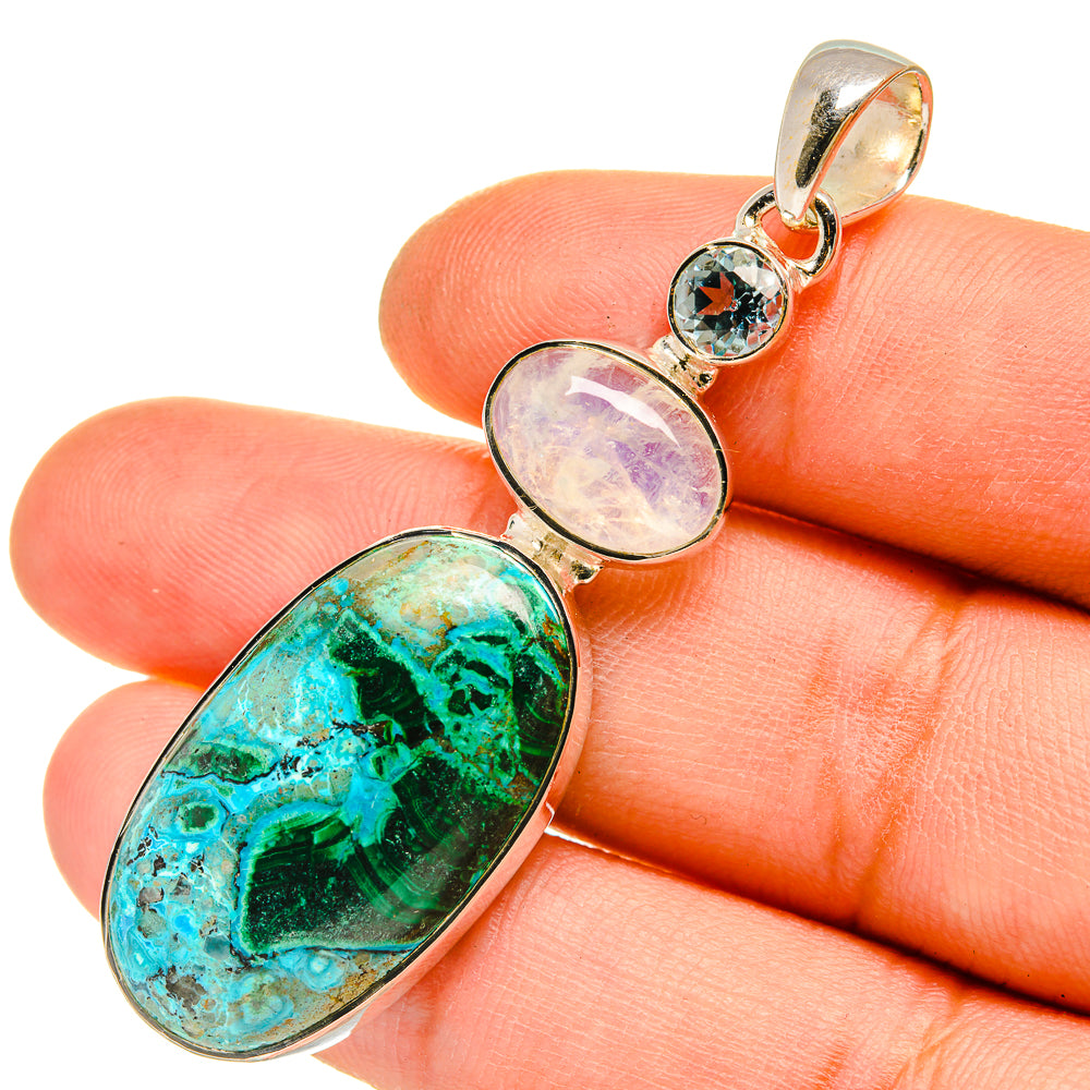 Malachite In Chrysocolla Pendants handcrafted by Anasilvercos - PD5298