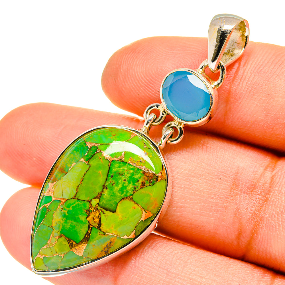 Green Copper Composite Turquoise Pendants handcrafted by Anasilvercos - PD5299