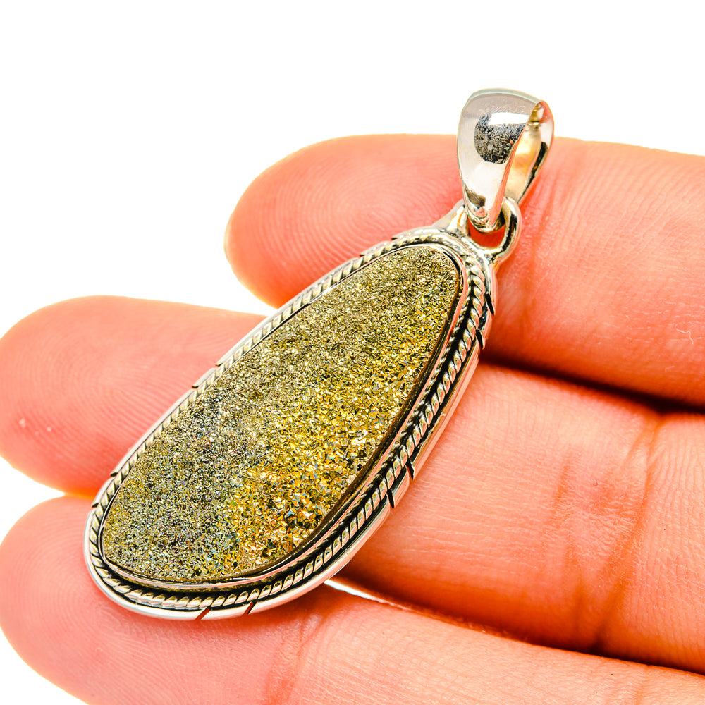 Spectro Pyrite Druzy Pendants handcrafted by Anasilvercos - PD5422
