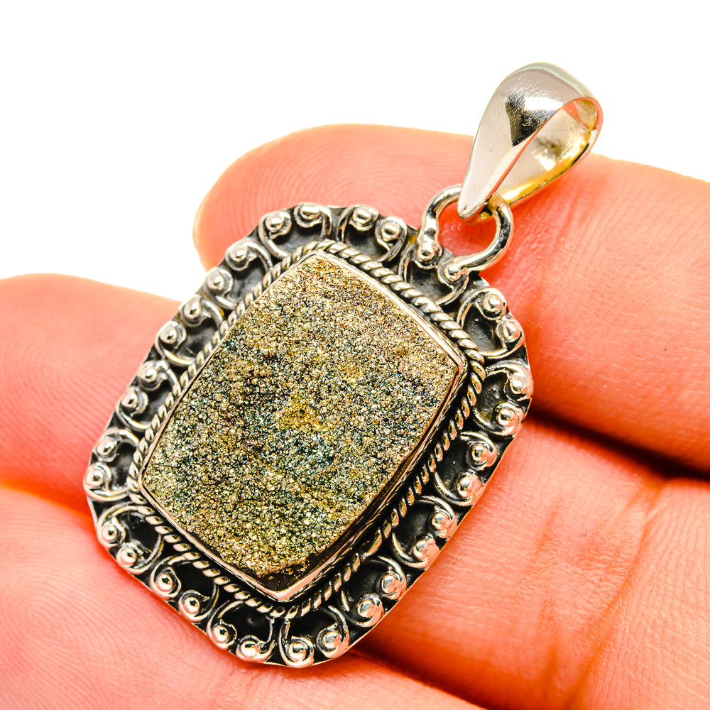 Spectro Pyrite Druzy Pendants handcrafted by Anasilvercos - PD5438