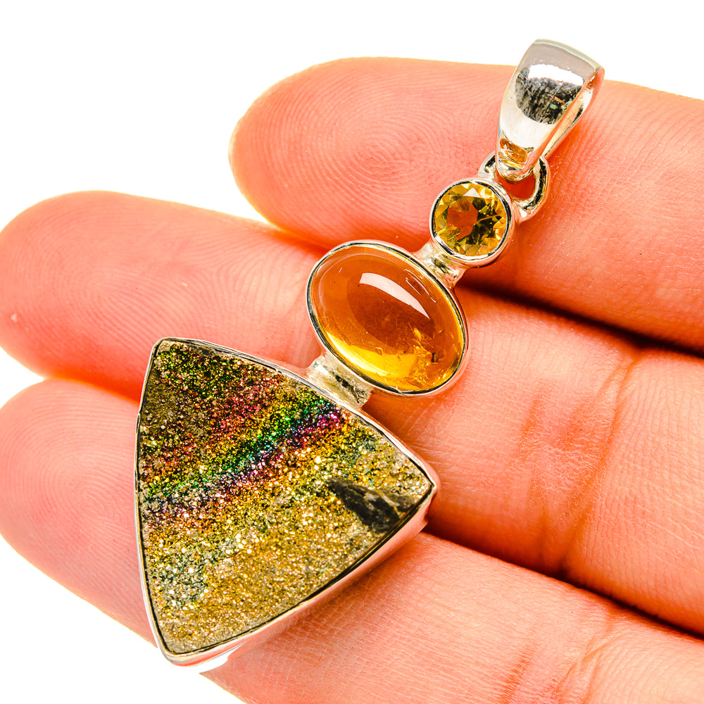 Spectro Pyrite Druzy Pendants handcrafted by Anasilvercos - PD5449