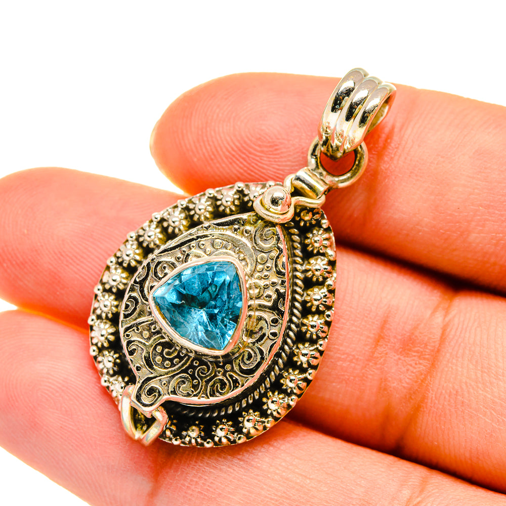 Blue Topaz Pendants handcrafted by Anasilvercos - PD5458