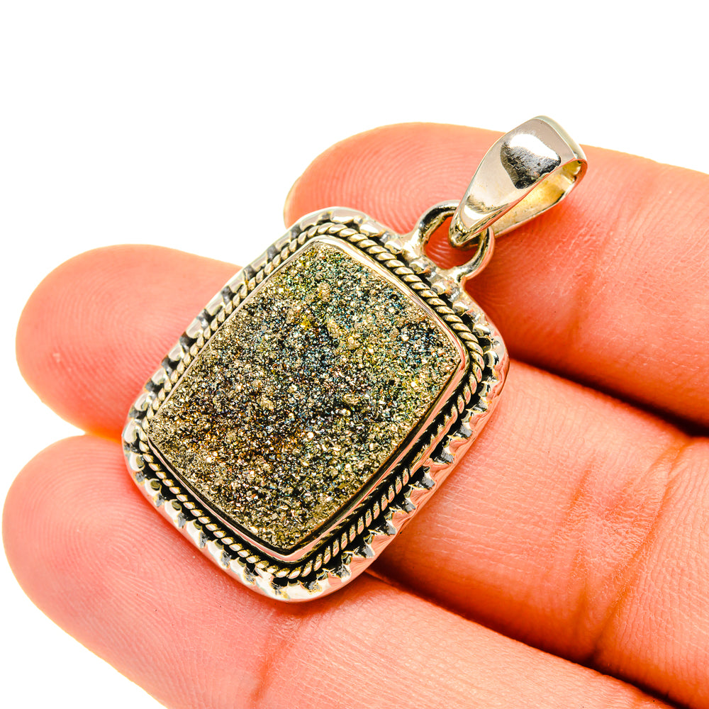 Spectro Pyrite Druzy Pendants handcrafted by Anasilvercos - PD5484