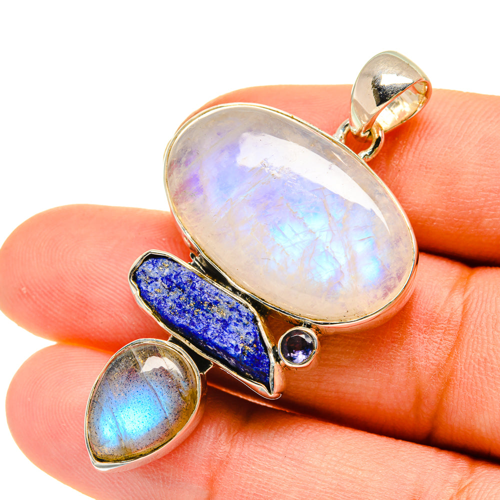 Rainbow Moonstone Pendants handcrafted by Anasilvercos - PD5508