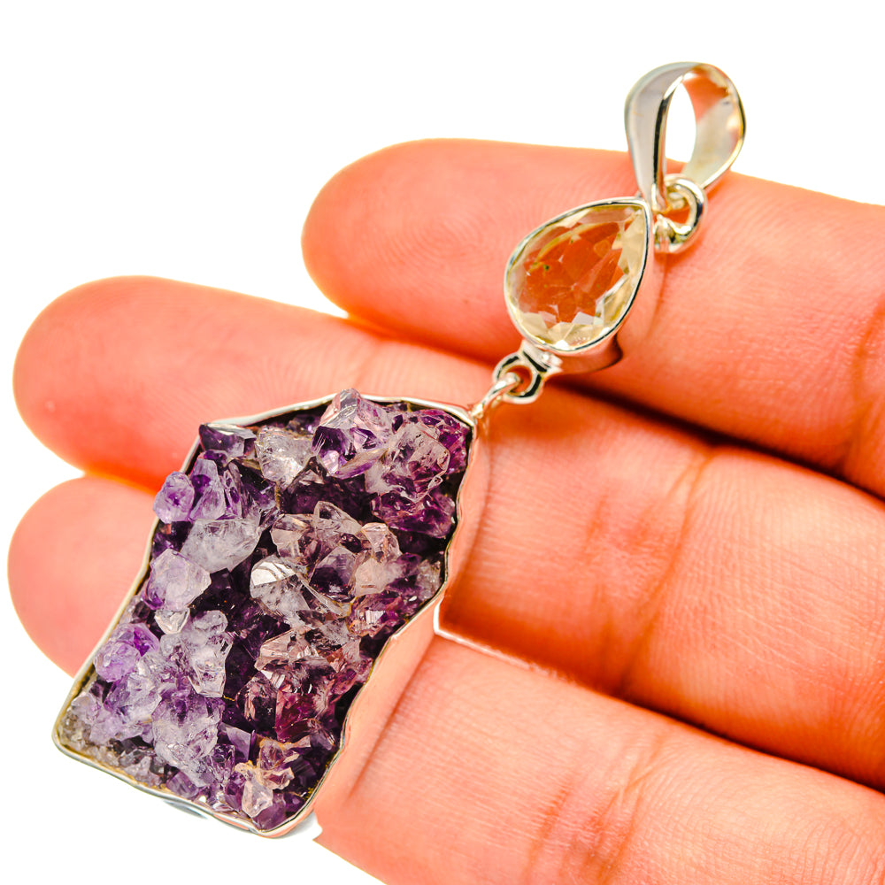 Amethyst Crystal Pendants handcrafted by Anasilvercos - PD5537