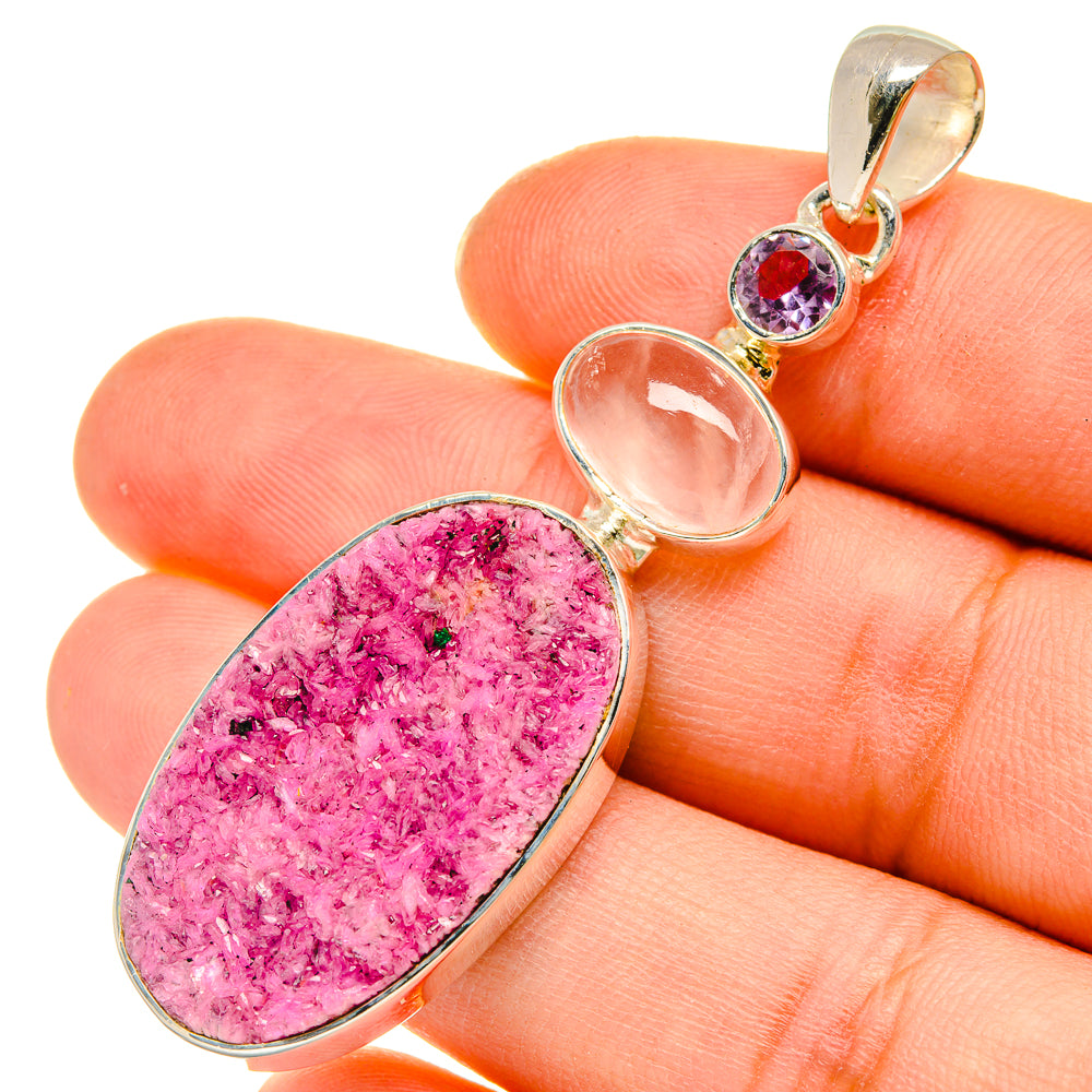 Cobalto Calcite Druzy Pendants handcrafted by Anasilvercos - PD5546