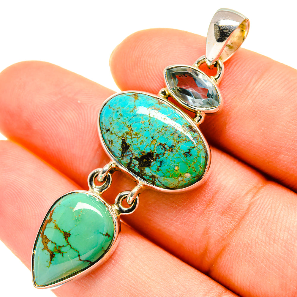 Tibetan Turquoise Pendants handcrafted by Anasilvercos - PD5578