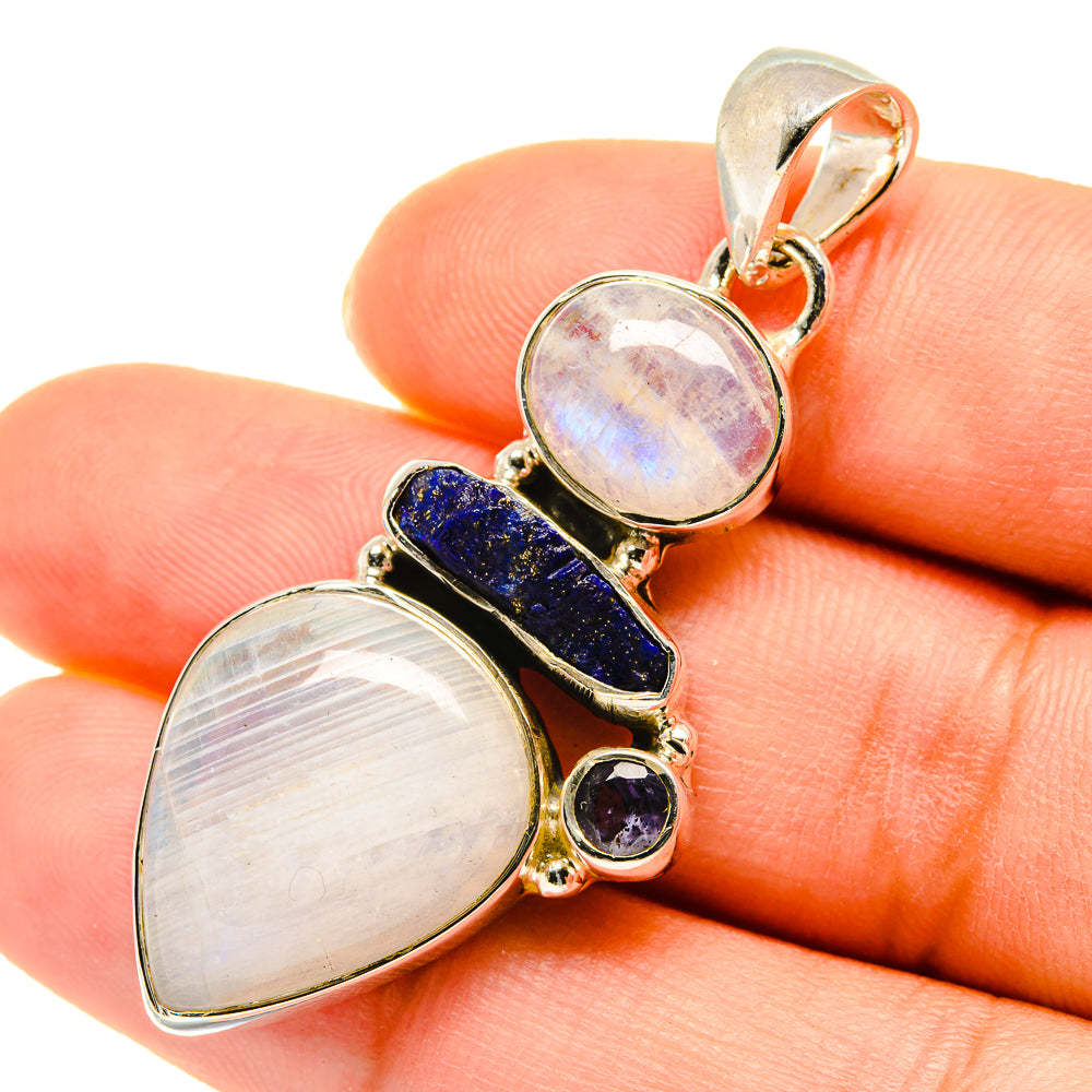 Rainbow Moonstone Pendants handcrafted by Anasilvercos - PD5614