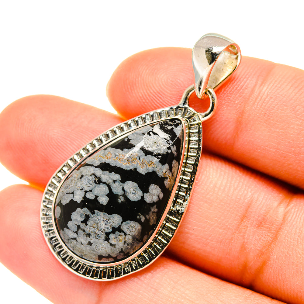 Snowflake Obsidian Pendants handcrafted by Anasilvercos - PD5625
