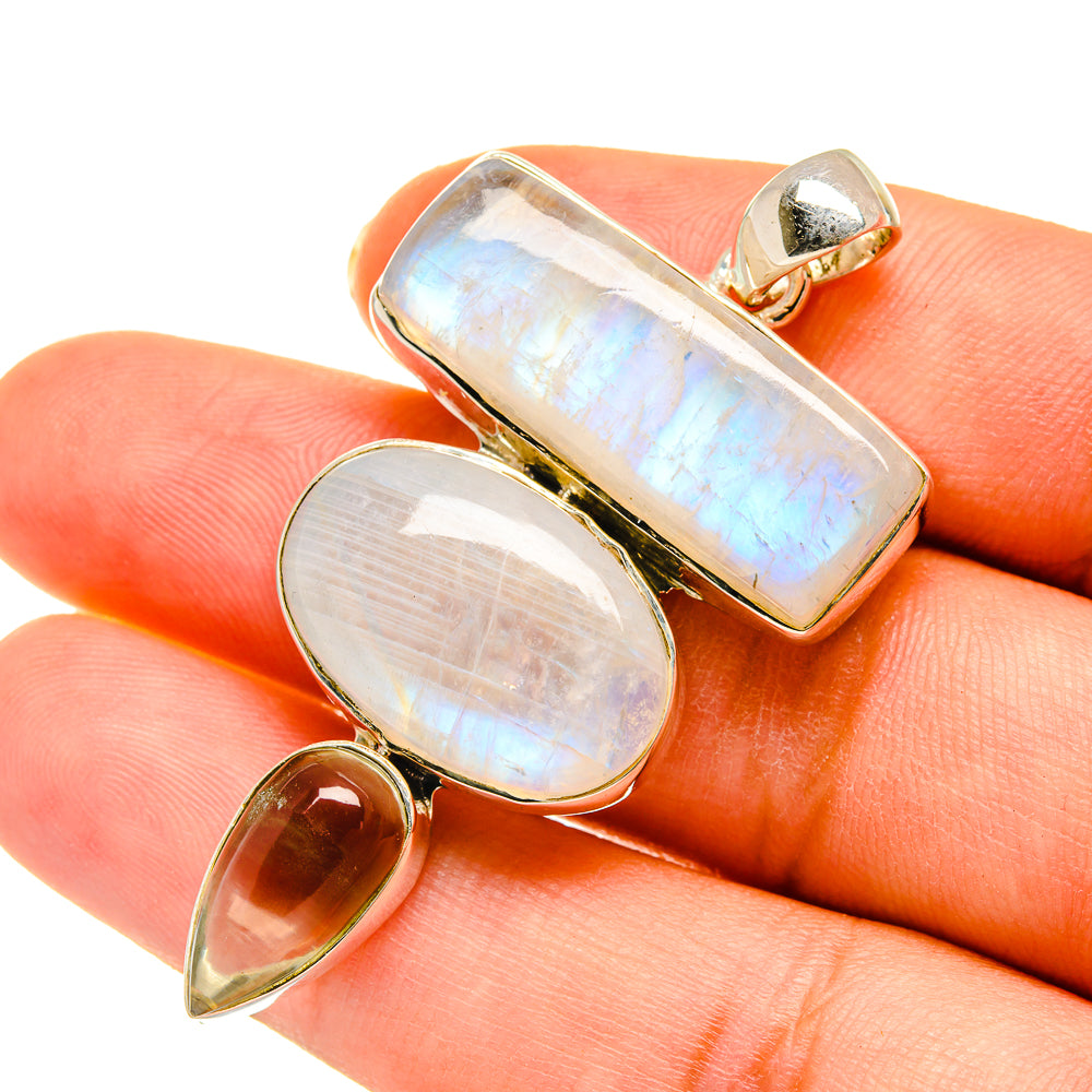 Rainbow Moonstone Pendants handcrafted by Anasilvercos - PD5638