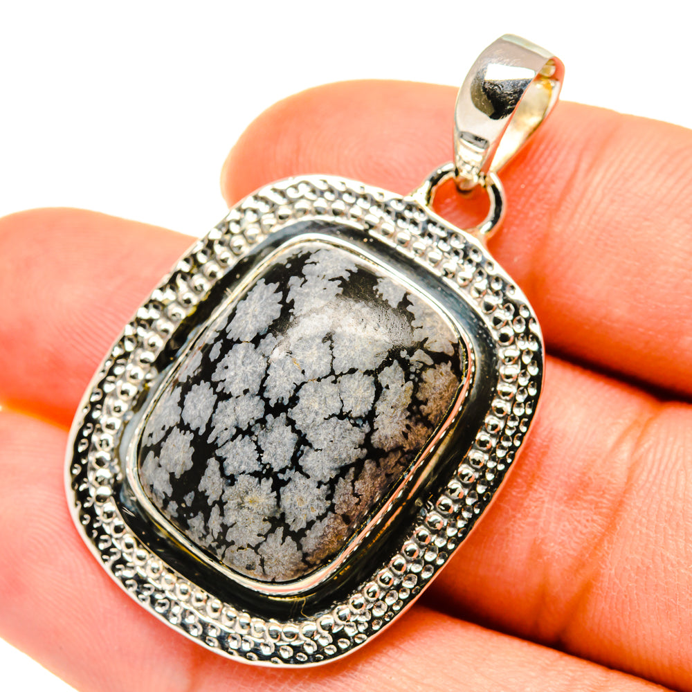 Snowflake Obsidian Pendants handcrafted by Anasilvercos - PD5698