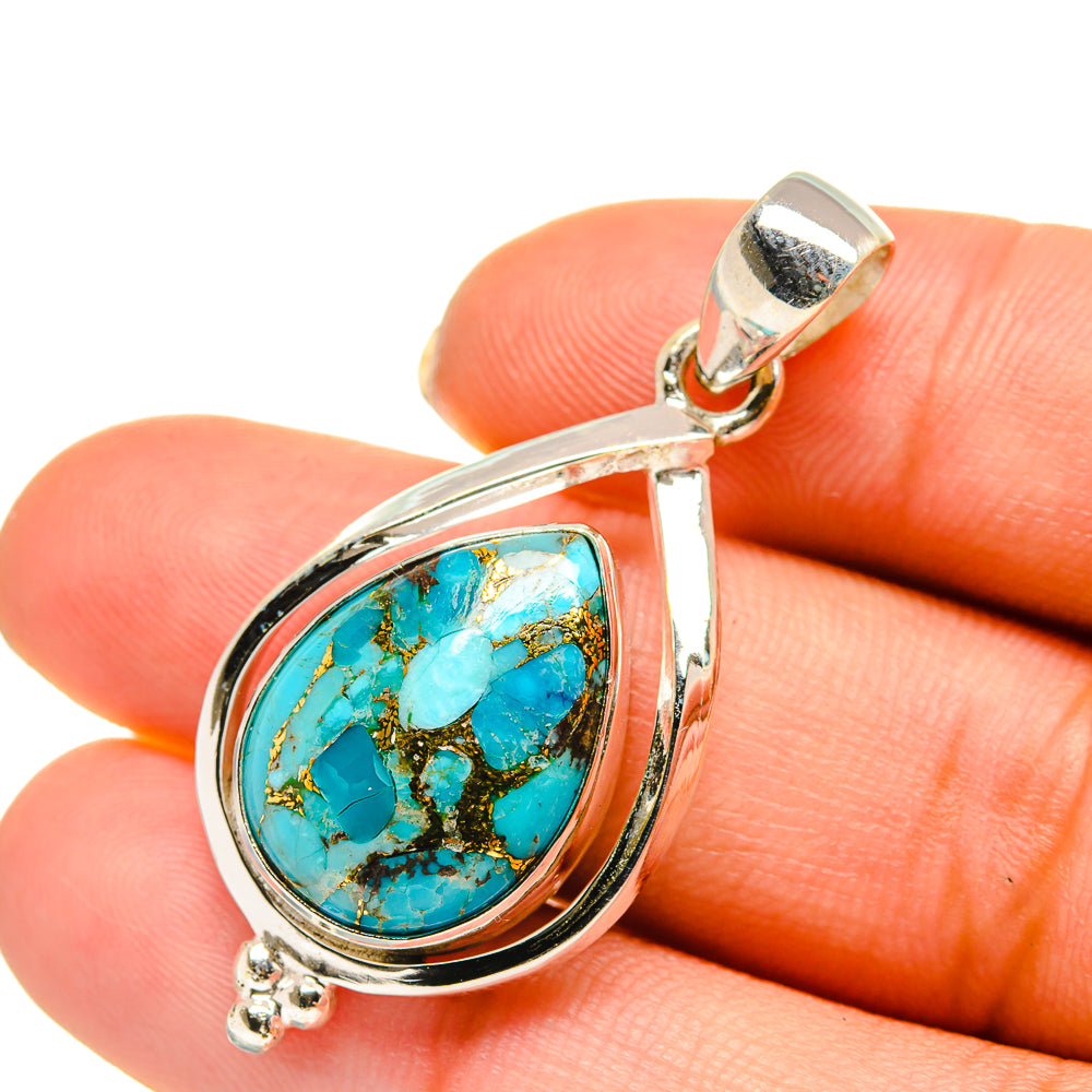 Blue Copper Composite Turquoise Pendants handcrafted by Anasilvercos - PD5726