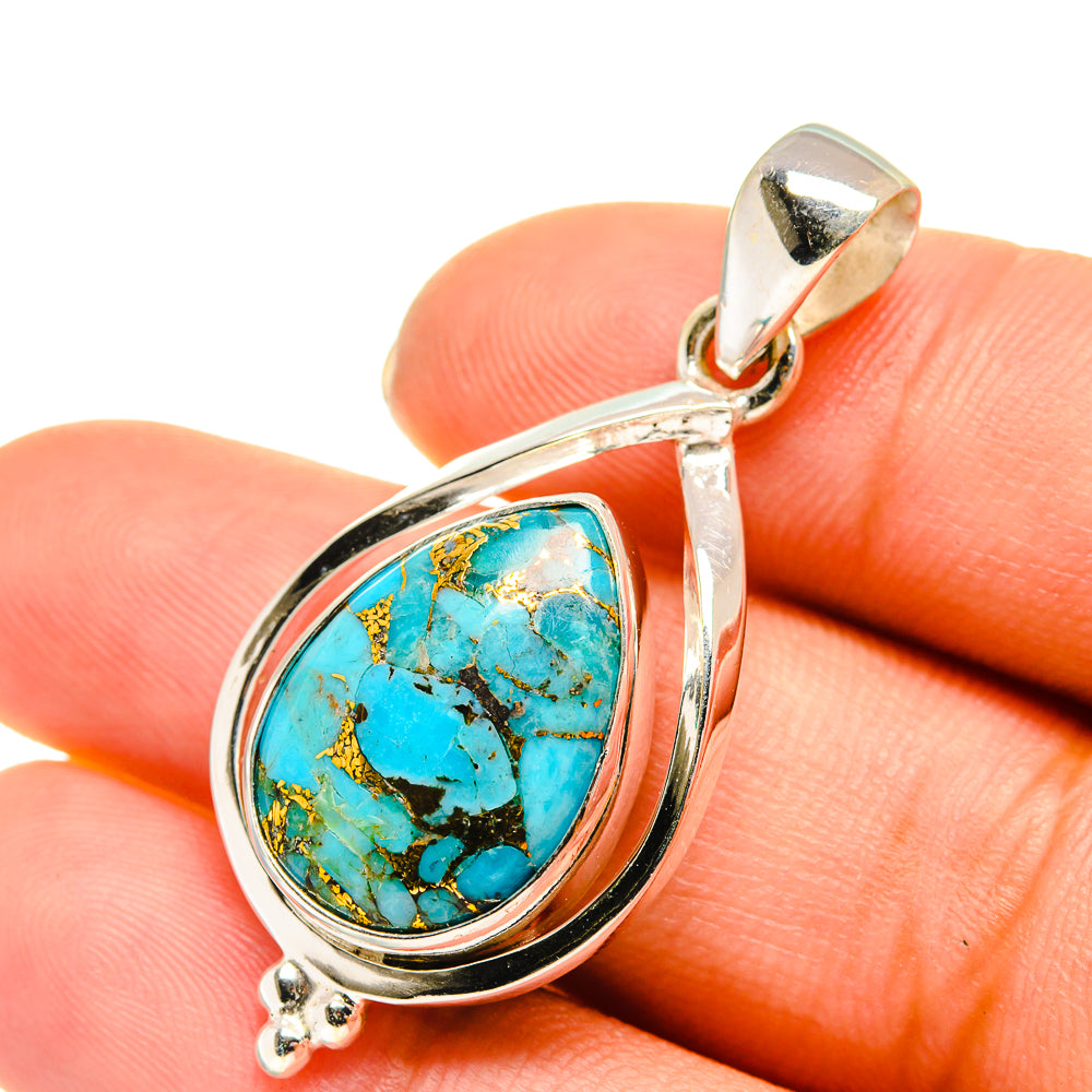Blue Copper Composite Turquoise Pendants handcrafted by Anasilvercos - PD5754