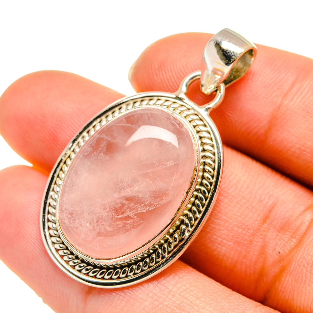 Rose Quartz Pendants handcrafted by Anasilvercos - PD5758