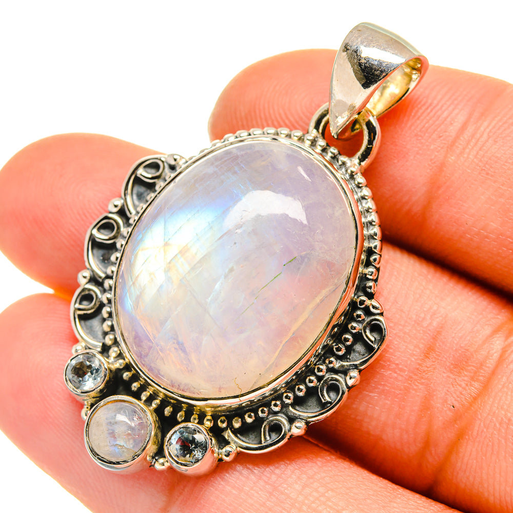 Rainbow Moonstone Pendants handcrafted by Anasilvercos - PD5759